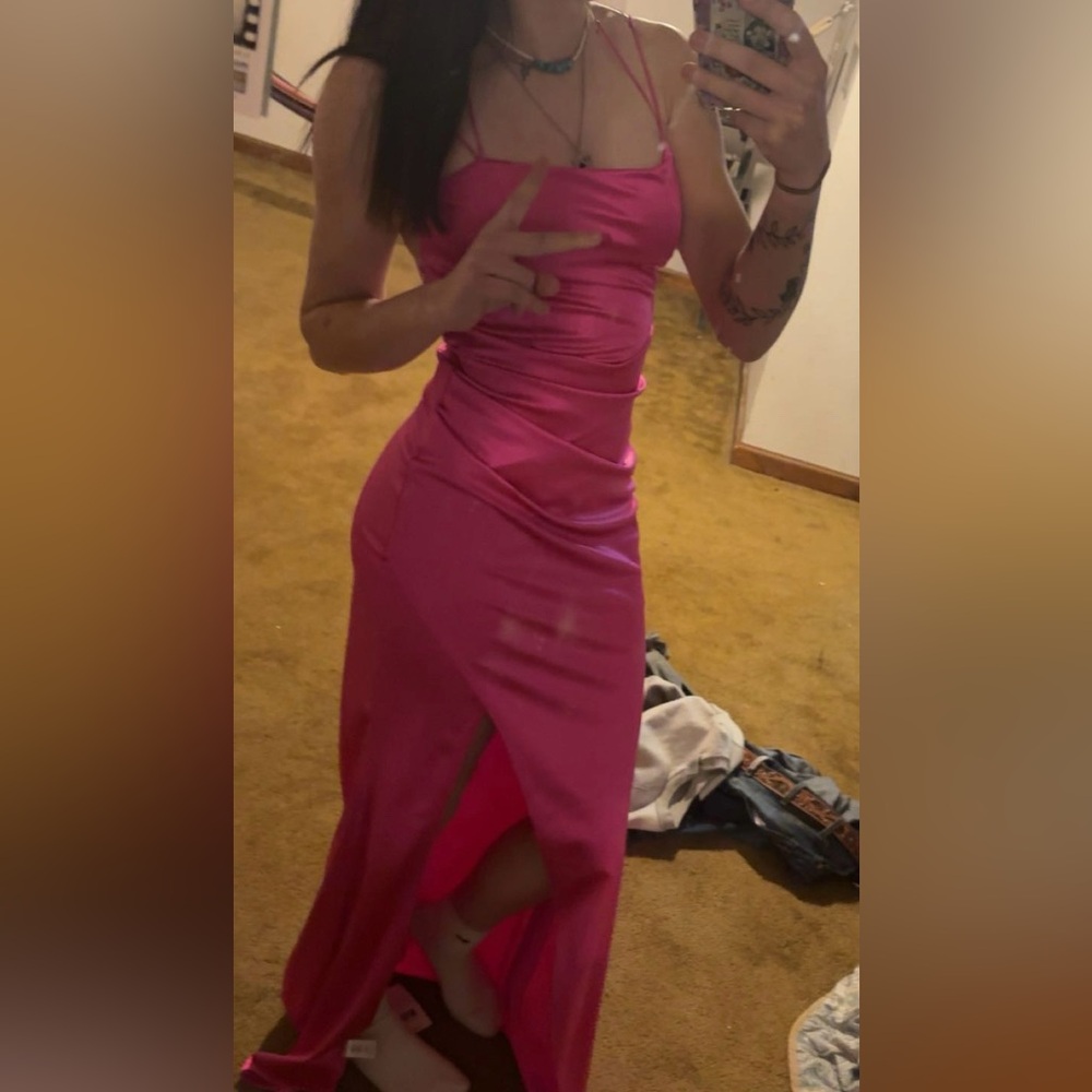 Elegant Pink Satin Dress